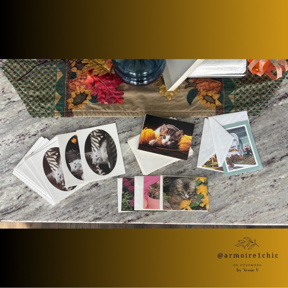 30 Assorted Cat & Kitten blank Greeting Cards & 18 envelopes | various sizes